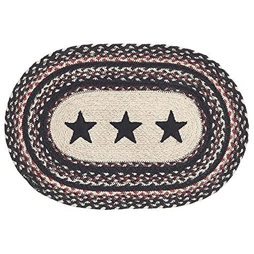 Vhc Brands Primitive Colonial Star Table Placemat, Tan Black Red, Jute Blend, Oval, 12X18 Inches #TOP1