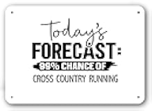 Funny Metal Sign - CROSS COUNTRY RUNNING Forecast for Today - White Aluminum