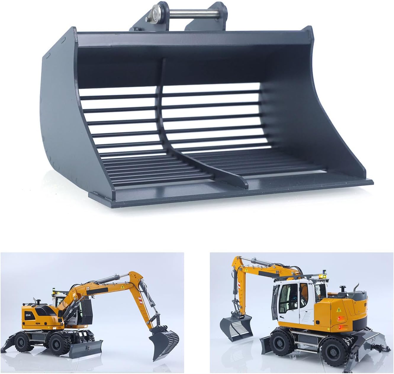 1/14 Metal Grille Bucket for Mini 914 Hydraulic RC Excavators Digger Model Parts Hobby Grade Model Accesories