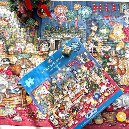 Gibsons Feline Festivities 1000 Piece Jigsaw Puzzle for Adults - Christmas Cat Fun Party - Premium Sustainable Puzzle Made in the UK/EU - Great Gift - Image 2