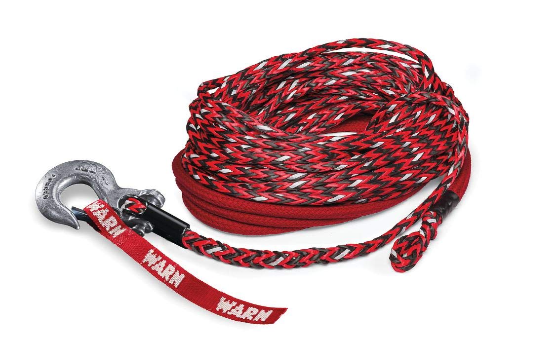 WARN 102560 Spydura Nightline - Cuerda de cabrestante sintética Reflectante con Extremo de Gancho Giratorio: 3/8 Pulgadas de diámetro x 80 pies de Largo, Capacidad de 6 toneladas (12 Libras)