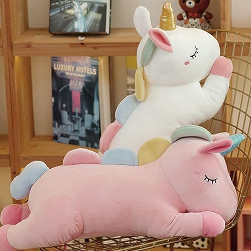 Vista 10 de Bonito animal de peluche gigante de unicornio: Suave almohada de peluche de unicornio; con gran cuerpo esponjoso; gran regalo para mascotas
