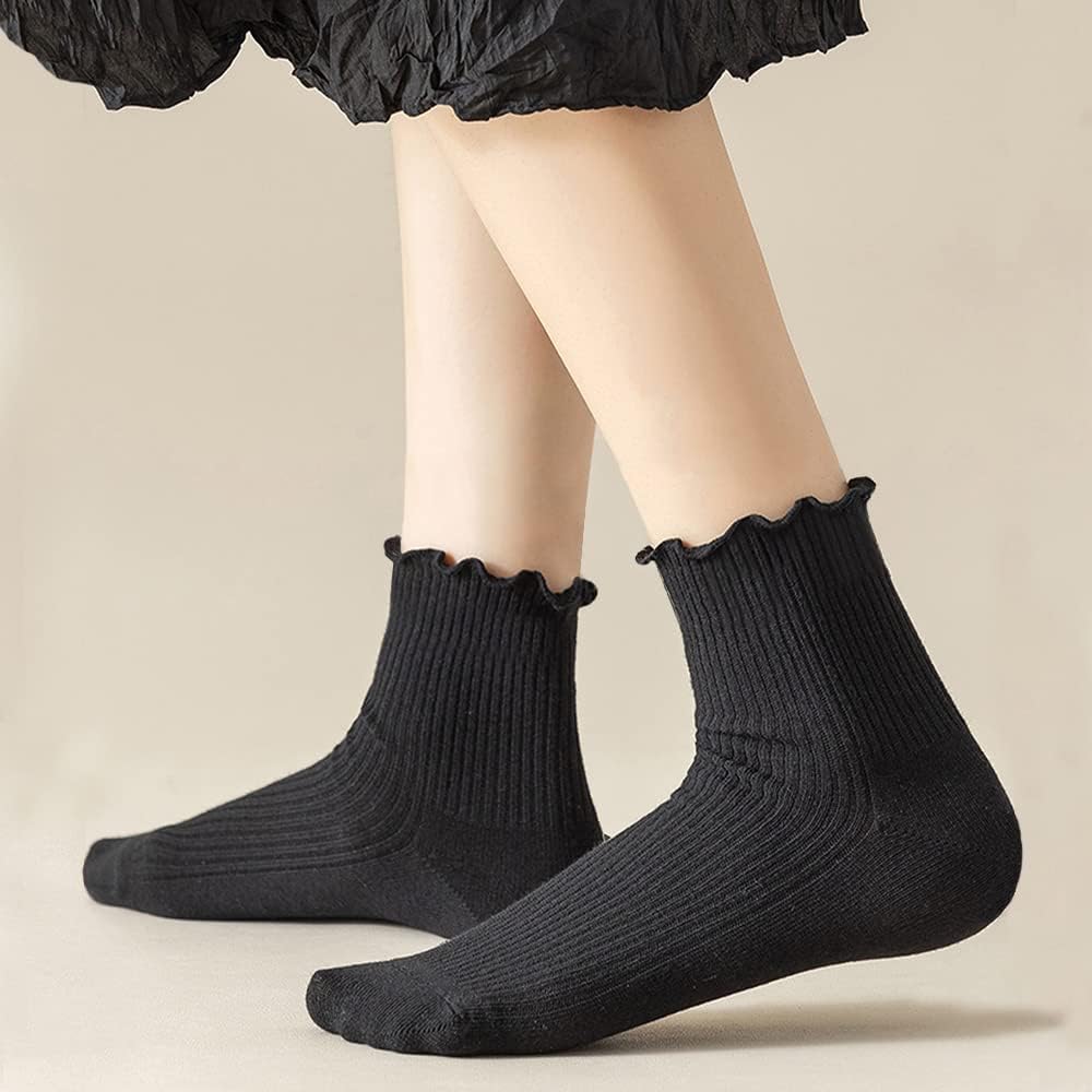 Mcool Mary Womens Ruffle Socks, Cute Ankle Winter Warm Knit Cotton Frilly Sock 6 Pack - Image 6