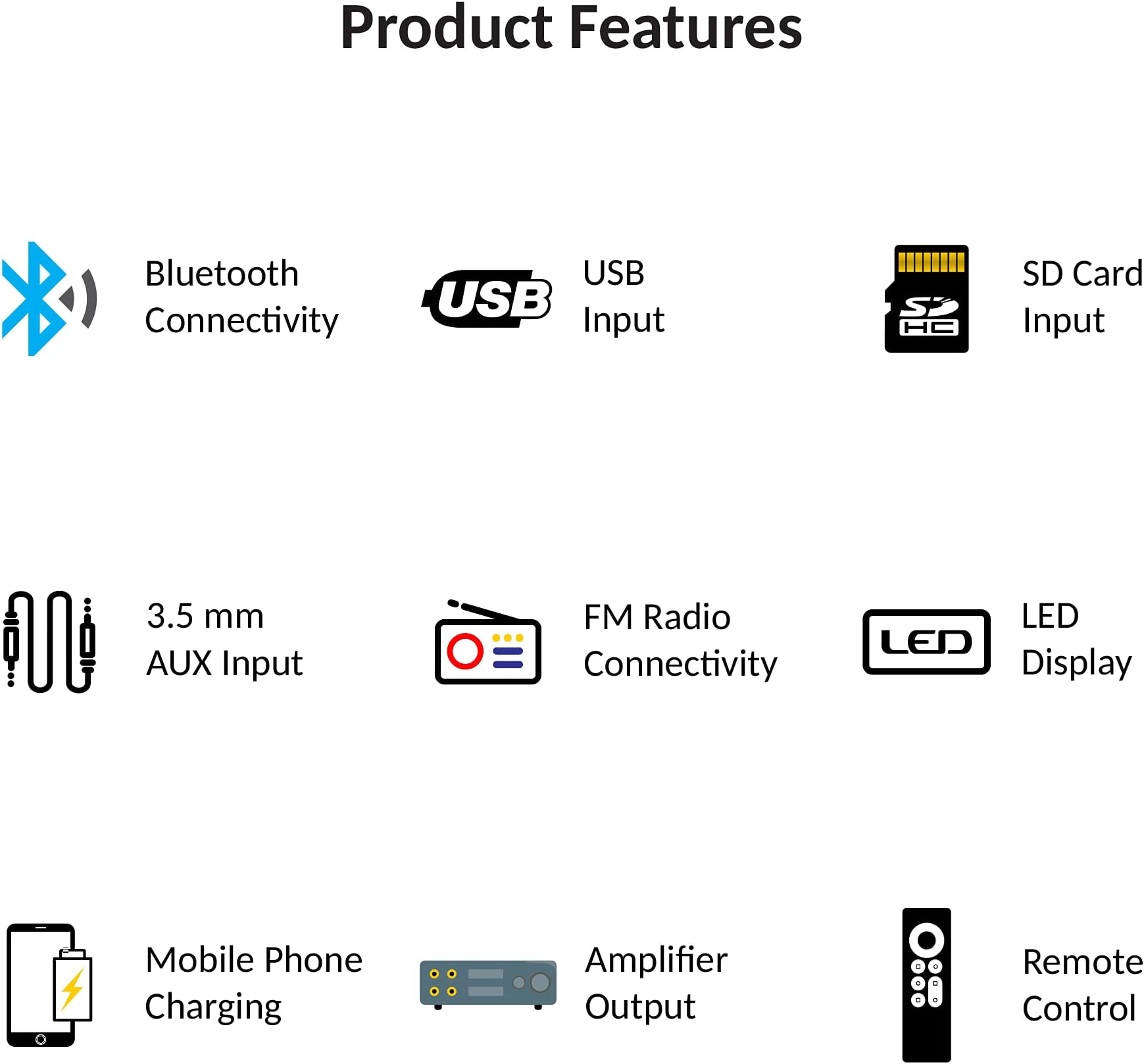 Dulcet DC-A-4009 Double IC High Power Universal Fit Mp3 Car Stereo with Bluetooth/USB/FM/AUX/MMC/Remote & Built-in Equalizer with Bass & Treble Control [Also, Includes a Free 3.5mm Premium Aux Cable]