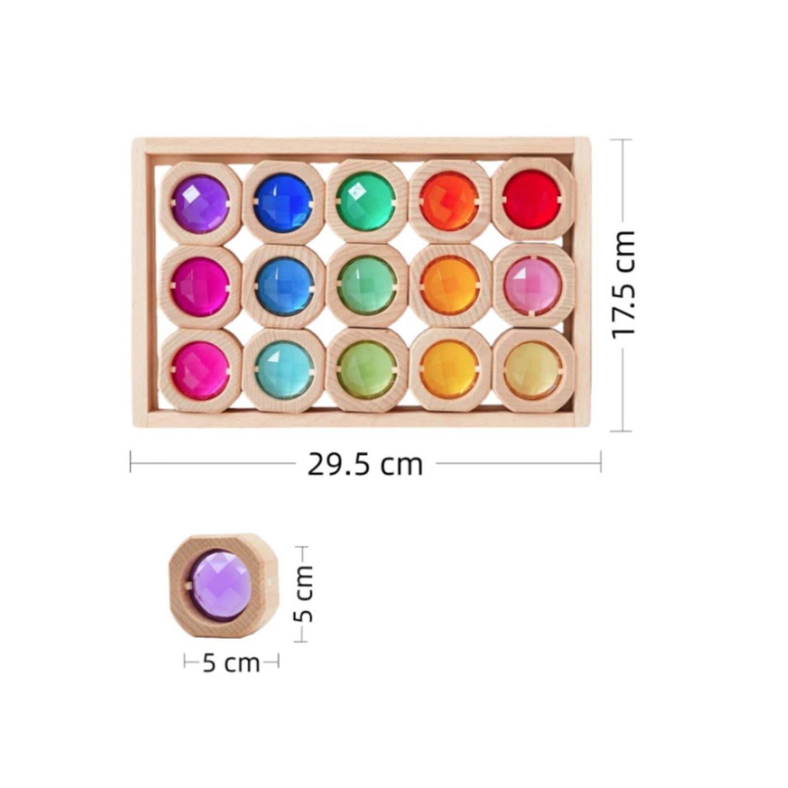 15 Piezas Bloques Acrílicos de Madera Educativo Cubos Acrílicos Transparentes Seguro Cubos de Madera Colores para Niños, Aprendizaje Temprano, Aula