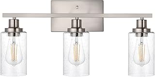 Bathroom Light Fixtures 3-Lights Seeded Glass in Brushed Nickel Finish, 23.6-Inches Vanity Lighting Bath Wall Mount Lamp for Kitchen Living Room Workshop