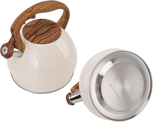 Miniatura 8 de Tyenaza Tetera silbante de 3 L tetera de acero inoxidable tetera de grado alimenticio con mango ergonómico para gas inducción estufas eléctricas