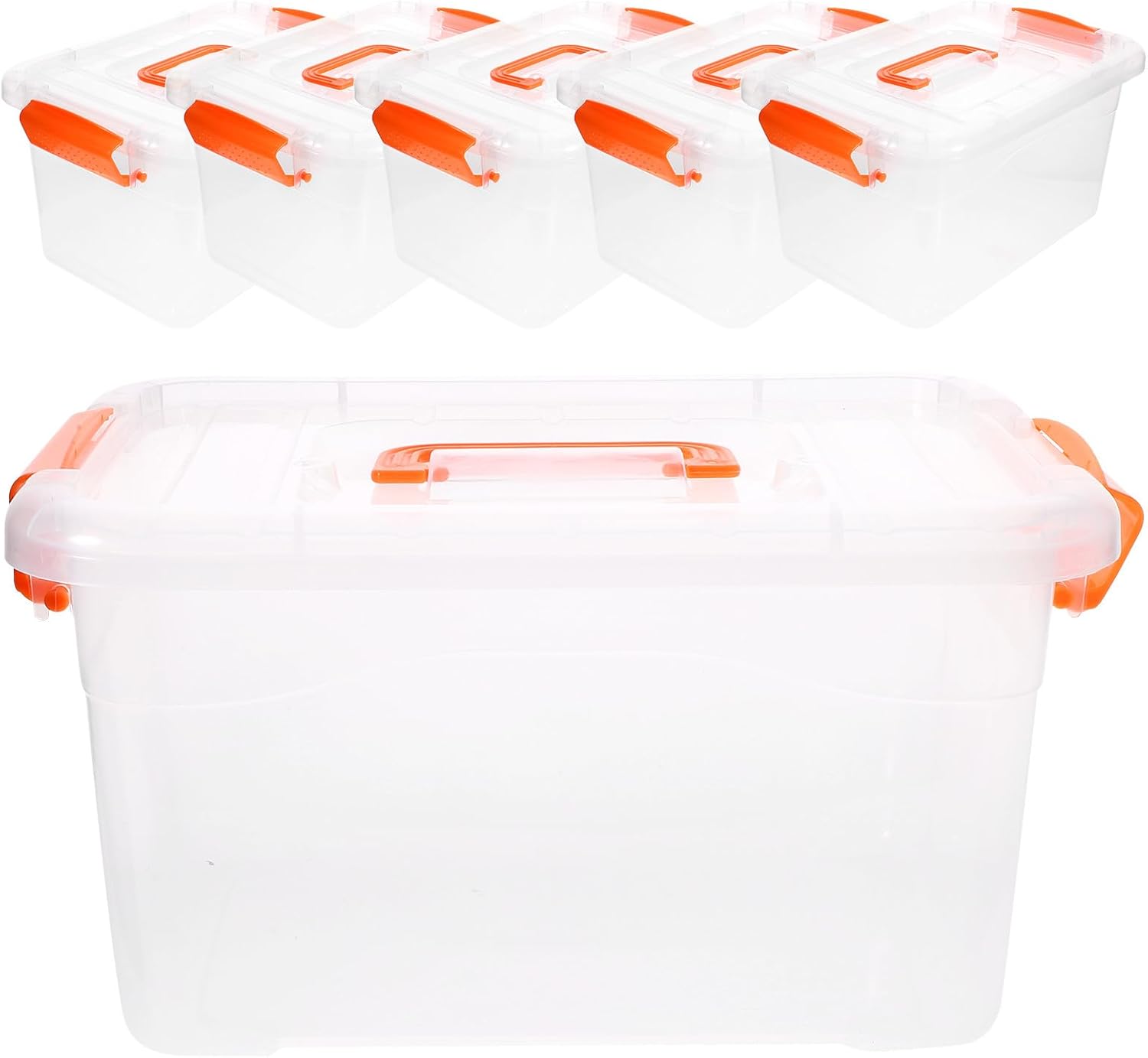 6pcs Portable Clear Storage Bins with Handles Reusable Cube Organizer Boxes for Home Office Utility Multipurpose Storage Containers
