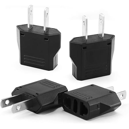Reiseadapter USA Nach Europa – Für US-Stecker In EU-Dosen, Stabil, Schwarz