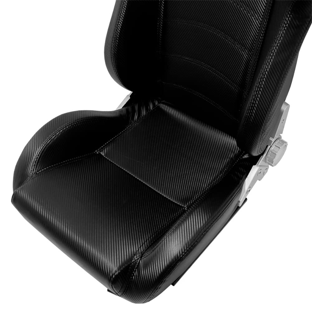 AutoStyle Siège baquet 'DS' - Look-Carboné Simili Cuir - Dossier réglable - incl. glissières