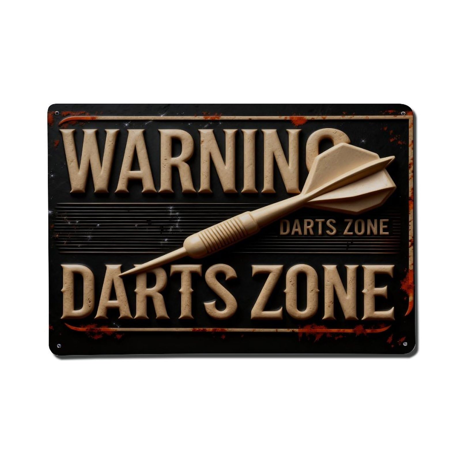 Warning Darts Zone Sign Pattern_1 Vintage Metal Tin Sign Retro Wall Decor, Bar Garage Cafe Kitchen Home Wall Art Poster Decoration 8x12inches