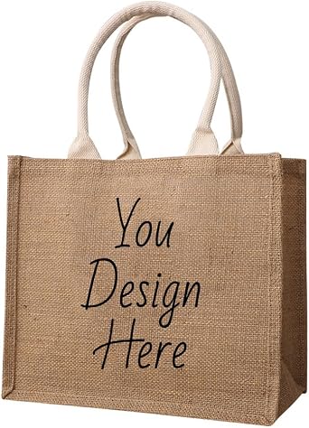 Maylrvjv Personalized Jute Burlap Tote Bag, Add Your Text/Name, Reusable Handbags, Custom Gift Bag