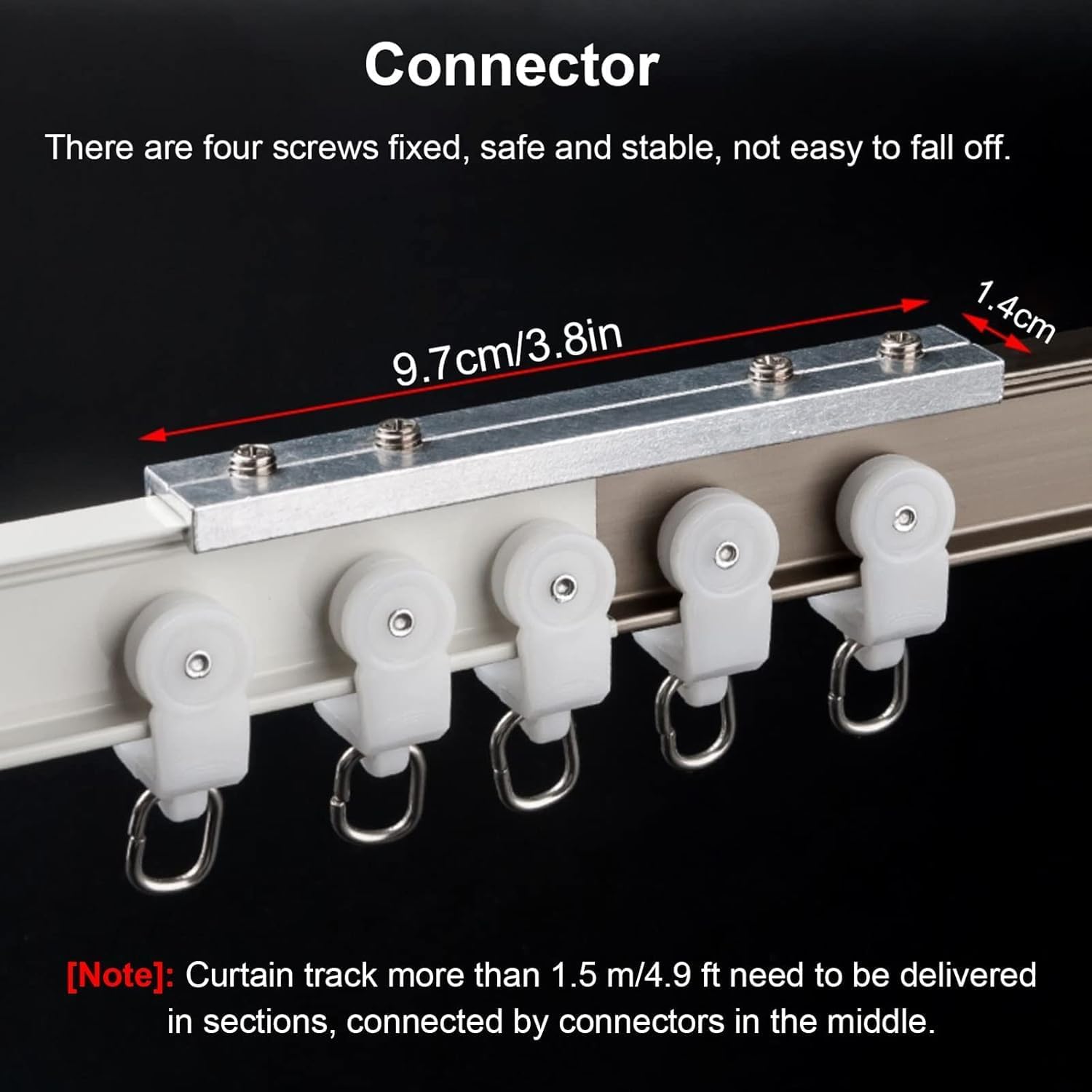 REMYS Champagne Sliding Curtain Track, Aluminum Alloy Curtain Rail Gliders for Bedroom/Shower/RV, Double Tracks System(Wall Mount,3.5m/11.5ft)