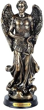Pacific Giftware Archangel St. Gabriel with Sacred Scroll Saint of Messenger from God Black Base with Brass Name Plate Bronze-Finished Religious Figurine 8.25" H