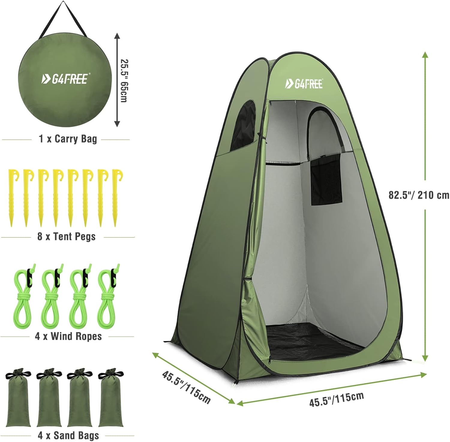 G4Free Pop Up Privacy Shower Tent Portable Outdoor Changing Room Camping Toilet Sun Shelter with Carry Bag(Green) : Sports & Outdoors