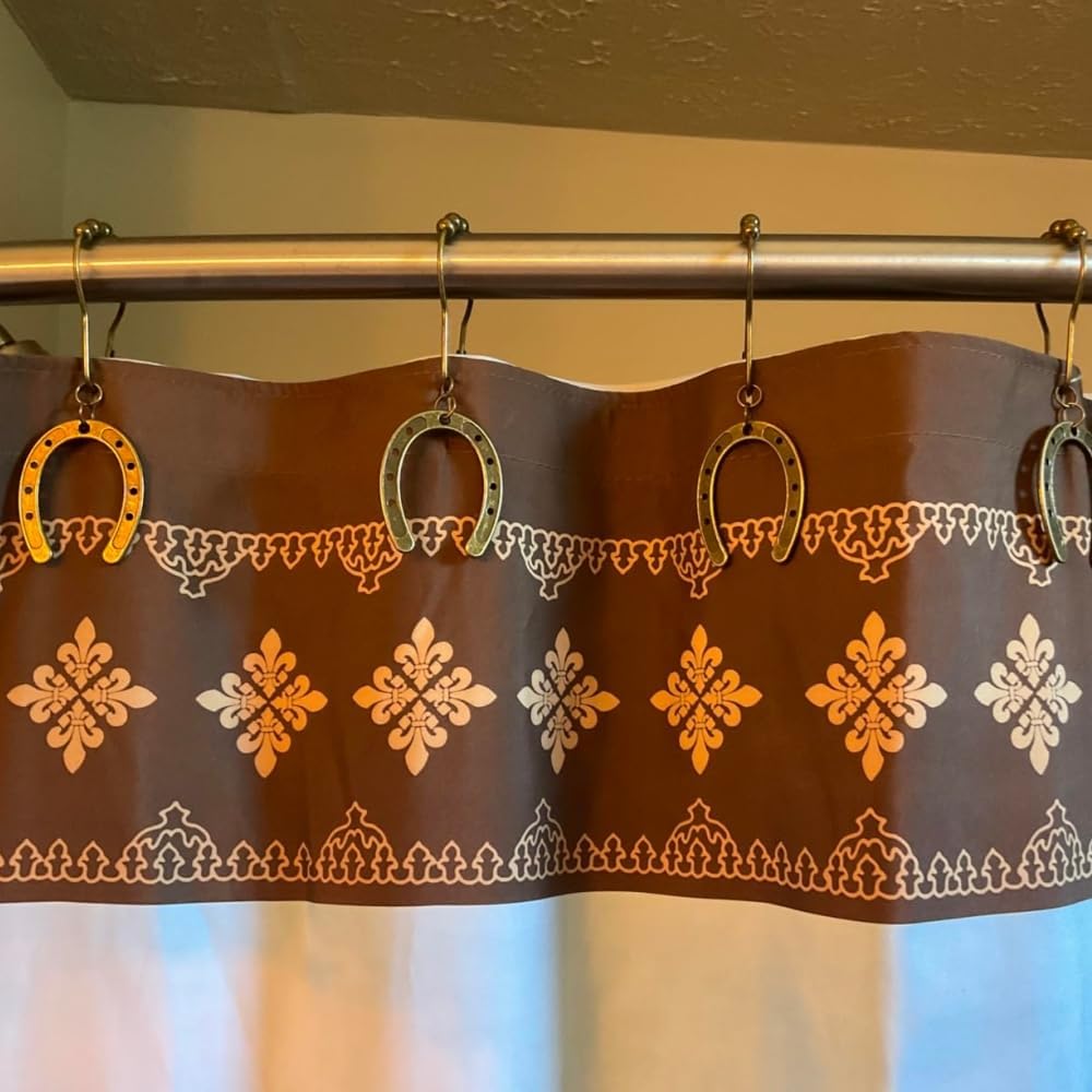 12Pcs Horseshoe Shower Curtain Hooks, Home Bathroom Decor Set, Bronze image 4