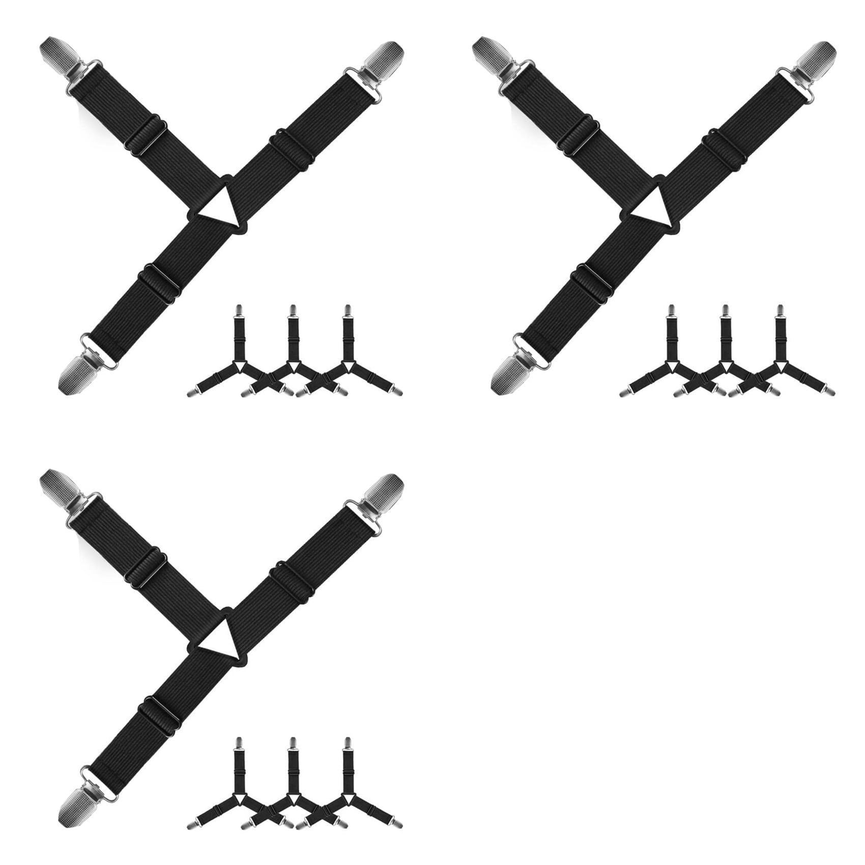 Hndhbfgrt 12X Grip Nonslip Bed Sheet Strap,Adjustable Elastic Fasteners with Iron Clips,Bedsheet Holder for Fitted Sheets
