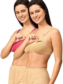 The Mom Store Mom Nursing Bra | Full Coverage Non Padded Bra | Feeding Bra | Maternity Bra | Non Wired Bra | Cotton Blend