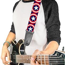 Buckle-Down Marvel Universe Sangle de guitare bouclier Captain America GS-WCA012 - Les Beatles, Paul McCartney, John Lennon, RIngo Starr, George Harrison Buckle-Down Marvel Universe Sangle de guitare bouclier Captain America GS-WCA012 – Image 2