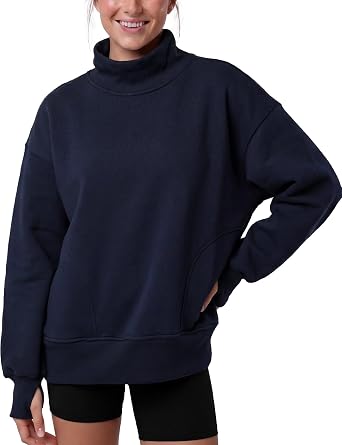 Wyeysyt Womens Mock Neck Sweatshirt Oversized Cloud Fleece Lined Pullover | Fall Fashion Clothes 2026, Long Sleeve Tops, Comfort Soft Fleece, Travel Lounge, Casual, Work, Daily Outfit
