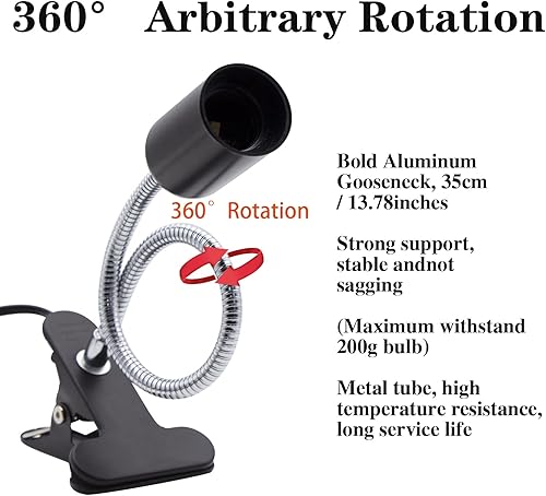 Miniatura 3 de FEYAIM Soporte de Lámpara con Clip Ajustable Interruptor Luz de Clip Flexible Soporte de Lámpara con Clip Soporte de Lámpara de Escritorio con Clip