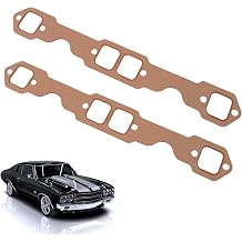 SBC Header Gaskets, Oval Port Copper Header Exhaust Gasket Seals Compatible with SB Chevy Vehicle 327 305 350 383 Small Block, Header Collector Gasket 2PCS