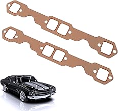 SBC Header Gaskets, Oval Port Copper Header Exhaust Gasket Seals Compatible with SB Chevy Vehicle 327 305 350 383 Small Block, Header Collector Gasket (2PCS)