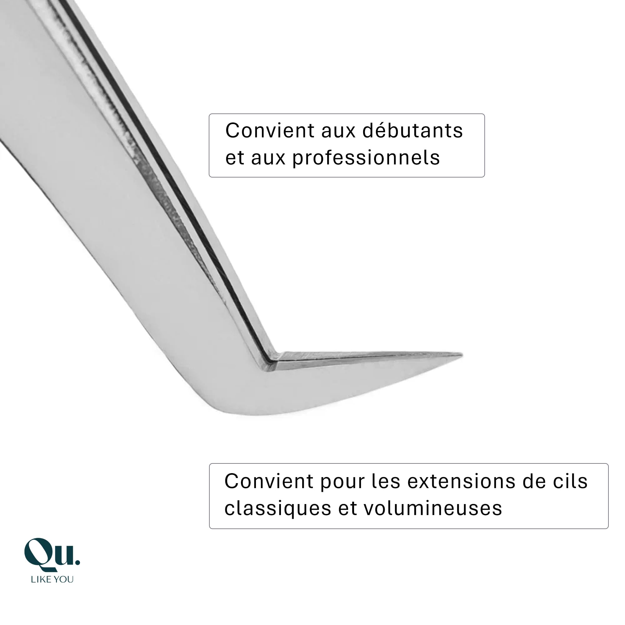Pince "Favor" professionnelle QuLikeYou/Haute précision pour extension cils/Acier inoxydable affûtée manuellement