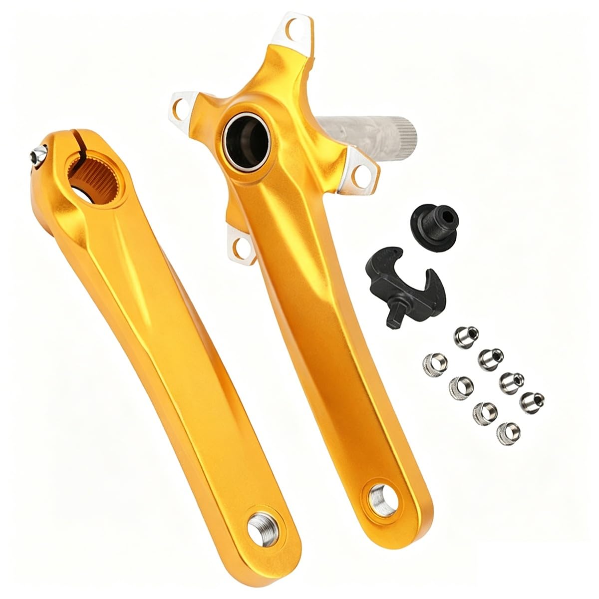 KANGXYSQ 170mm Bike Crank Arm Hollow Integrated Left Right Crank Arm Set Crank For Mountain Road Bike(Gold)