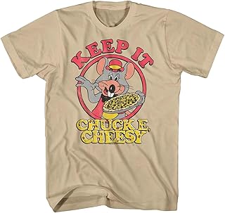 Chuck E Cheese T-Shirt Men's Keep It Cheesy Adult Big and Tall Tee (5X-Large, Tall) Sand