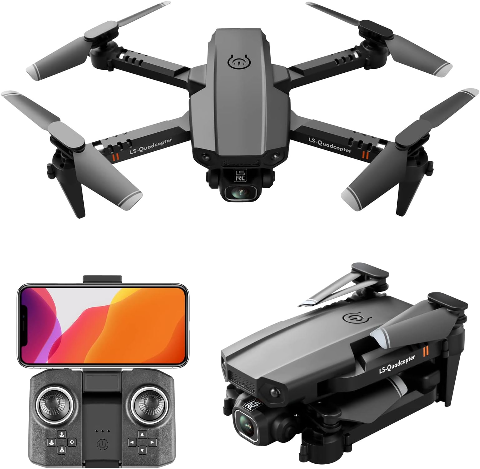 Mini Folding Drone,Drone with Multi-rotor UHD dual-lens aerial,4K pixel remote control toy airplane,360° 3D Flip,Gravity Control