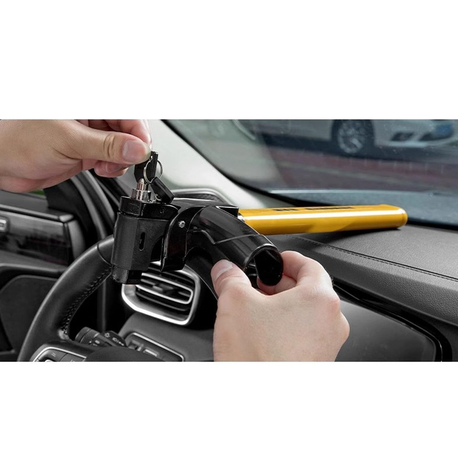 Canne Antivol Voiture Volant, Compatible avec Ford Escape, Blocage du Volant avec Clé Antivol De Voiture Blocage du Volant Sangle Antivol,Type A