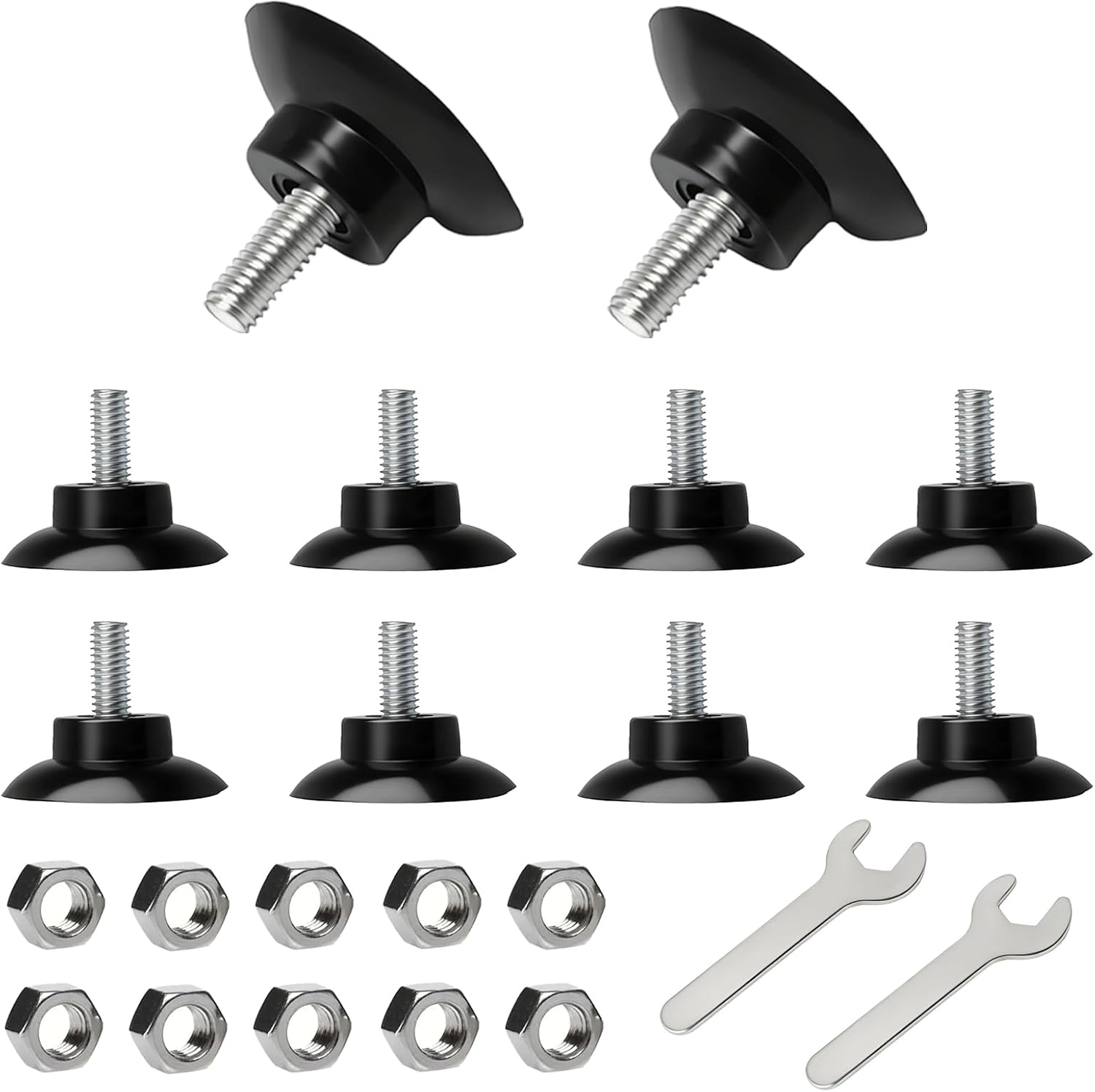 10 PCS Grabber Tool Suction Cups with 2 PCS Wrenches, Rubber Suction Cups, Replacement Gripper Cups, Rubber Cups with Locknuts
