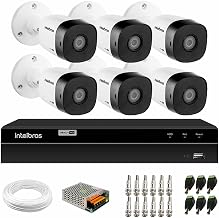 Kit 6 Câmeras Intelbras VHD 1230 B Bullet Visão Noturna 30m Índice de Proteção IP67 + DVR Intelbras MHDX 1208 8 Canais