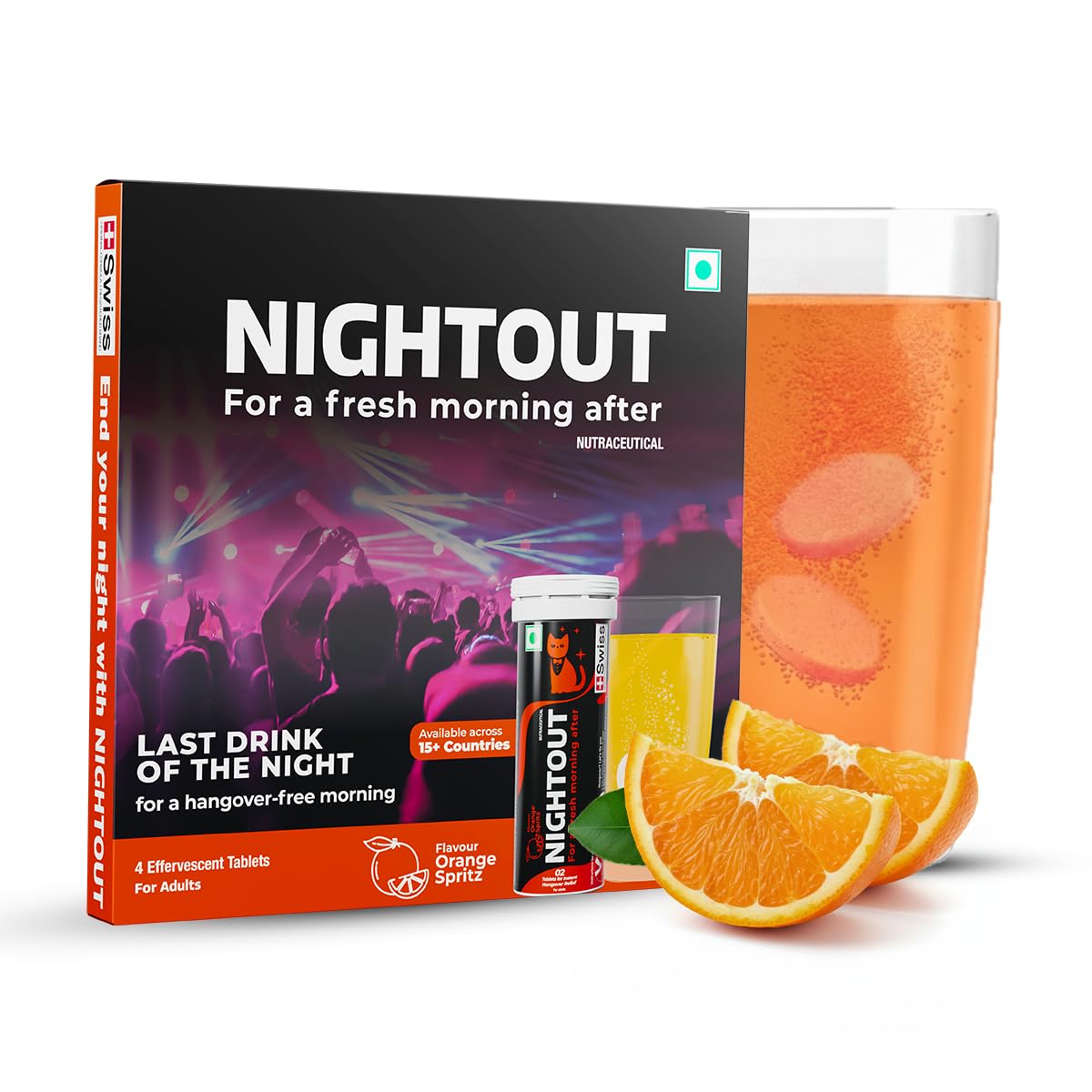 Fast&Up NightOut | 4 Effervescent tabs | Instant Hangover Relief | Helps detoxify liver | Rapid hydration & energy | Helps prevent Hangover | Zero sugar | Orange Flavour-image-16