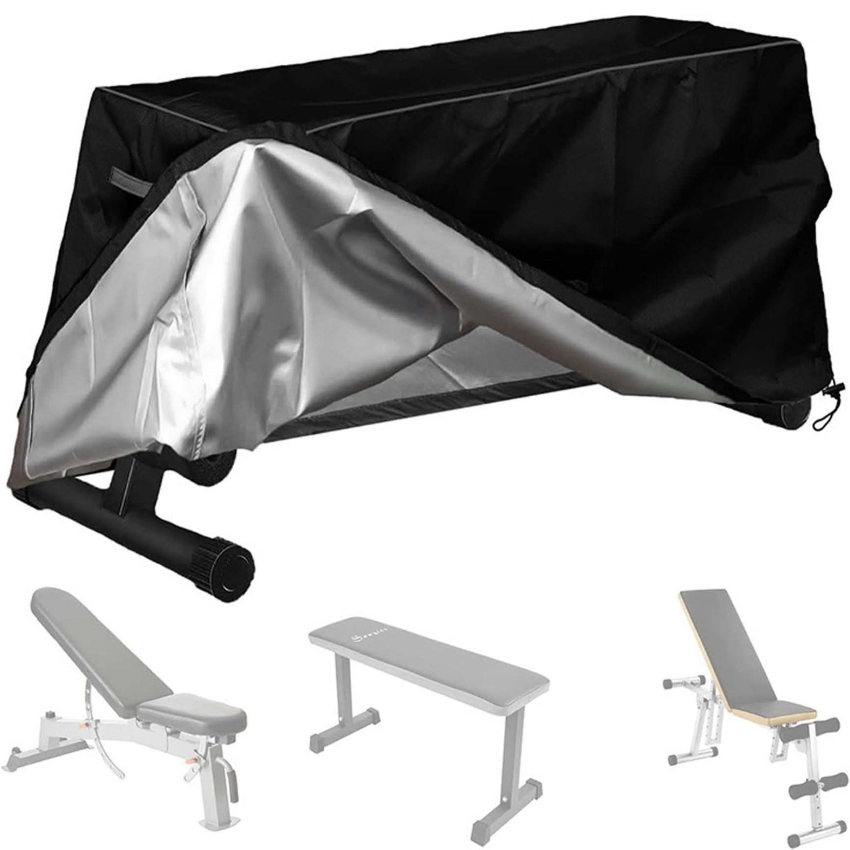 Cubierta de banco de peso 60x18x21 pulgadas Oxford Path Tourproof A entrenamiento de banco de entrenamiento con polvo con ventilación y cordón