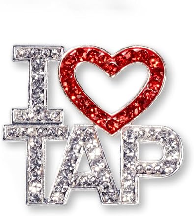 #16344REDS I Love Tap Crystal and Red Pin
