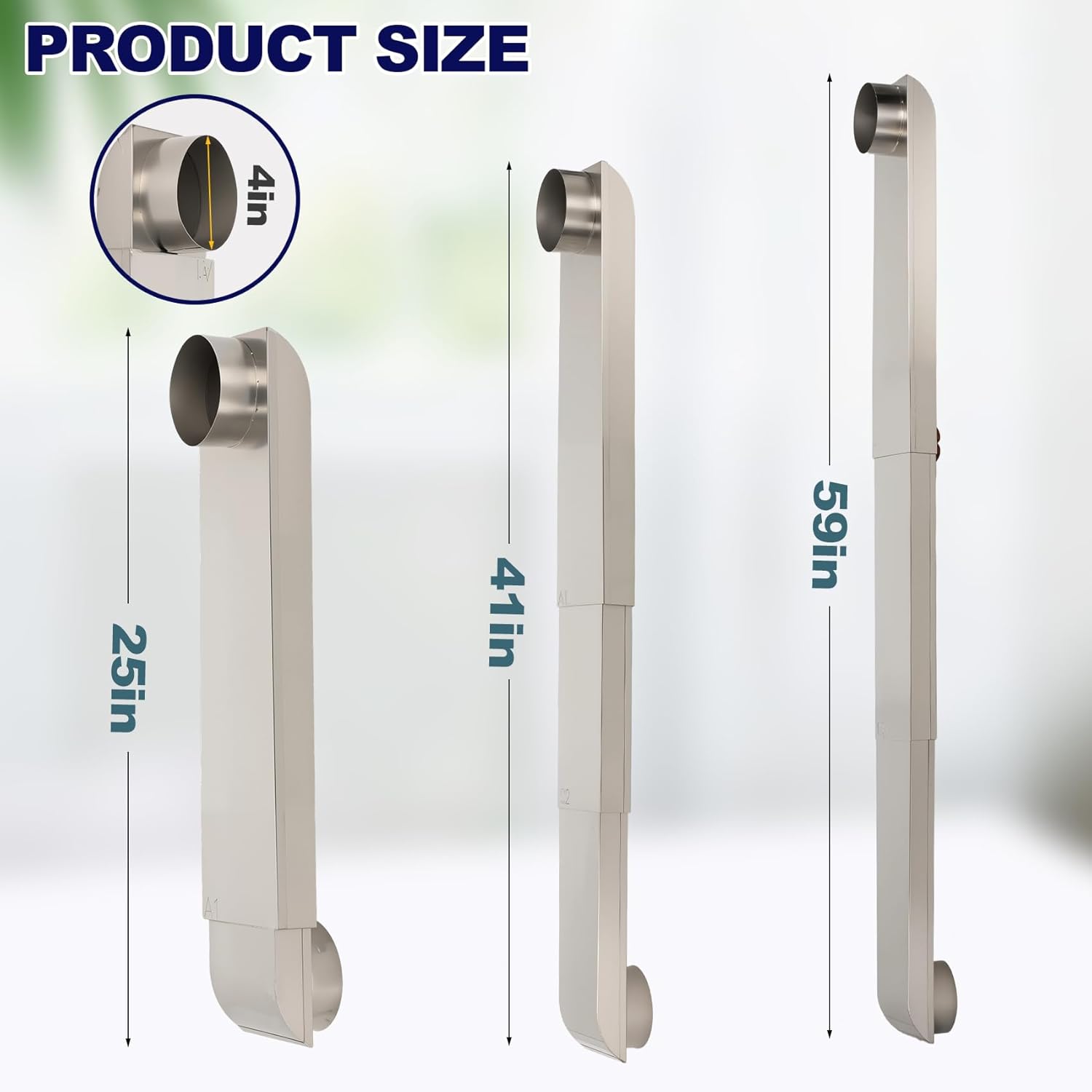 Adjustable 4-inch Periscope Dryer Vent Kit, Ultra-Thin 25"-59" Telescoping Duct, Stainless Steel, for Tight Spaces/Laundry Rooms, Compatible with Whirlpool/LG/Samsung