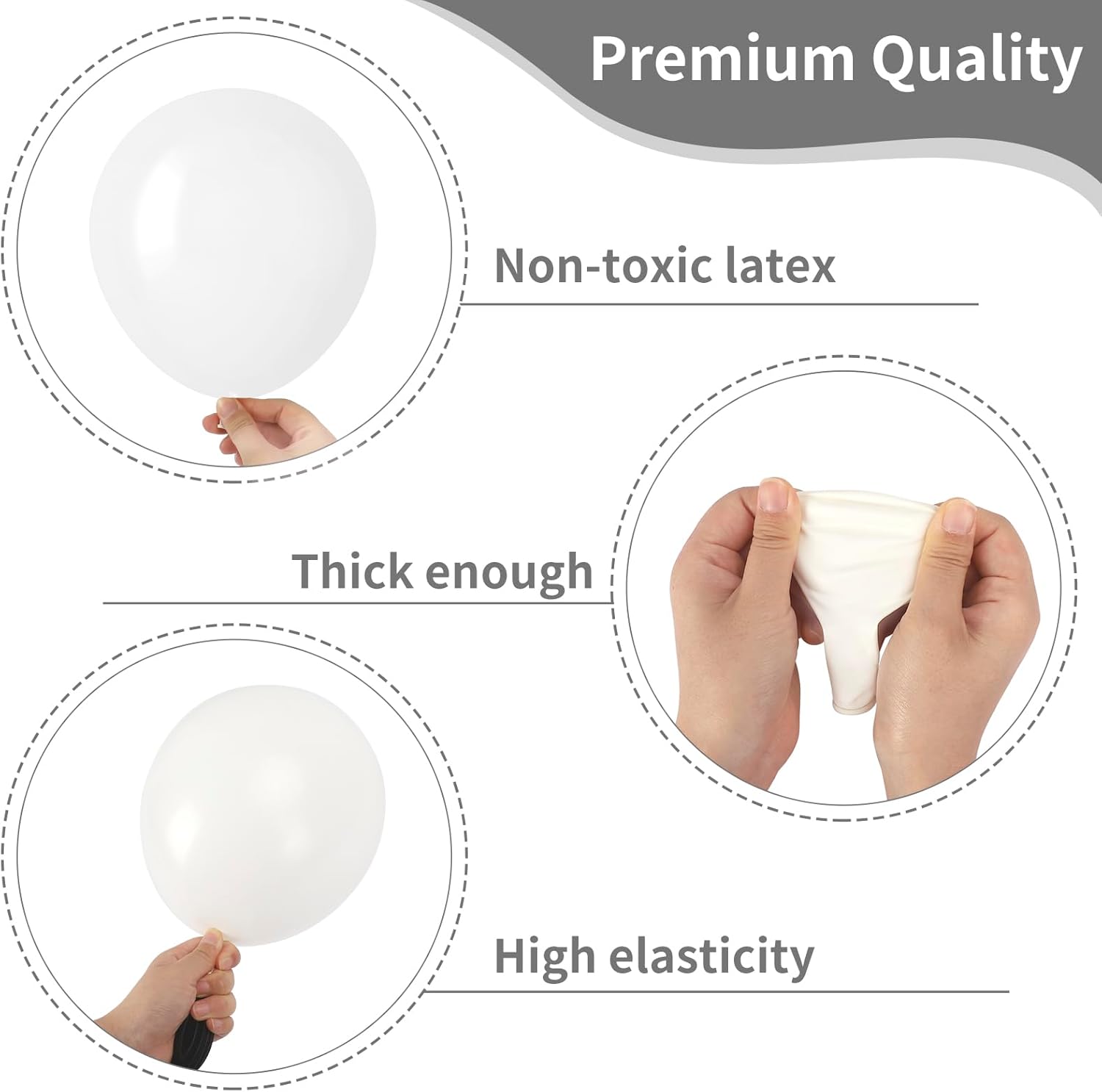 RUBFAC White Balloons Different Sizes 105pcs 5/10/12/18 Inch for Garland Arch, Party Latex Balloons for Happy New Year Decorations Birthday Party Wedding Anniversary Baby Shower Party Decoration