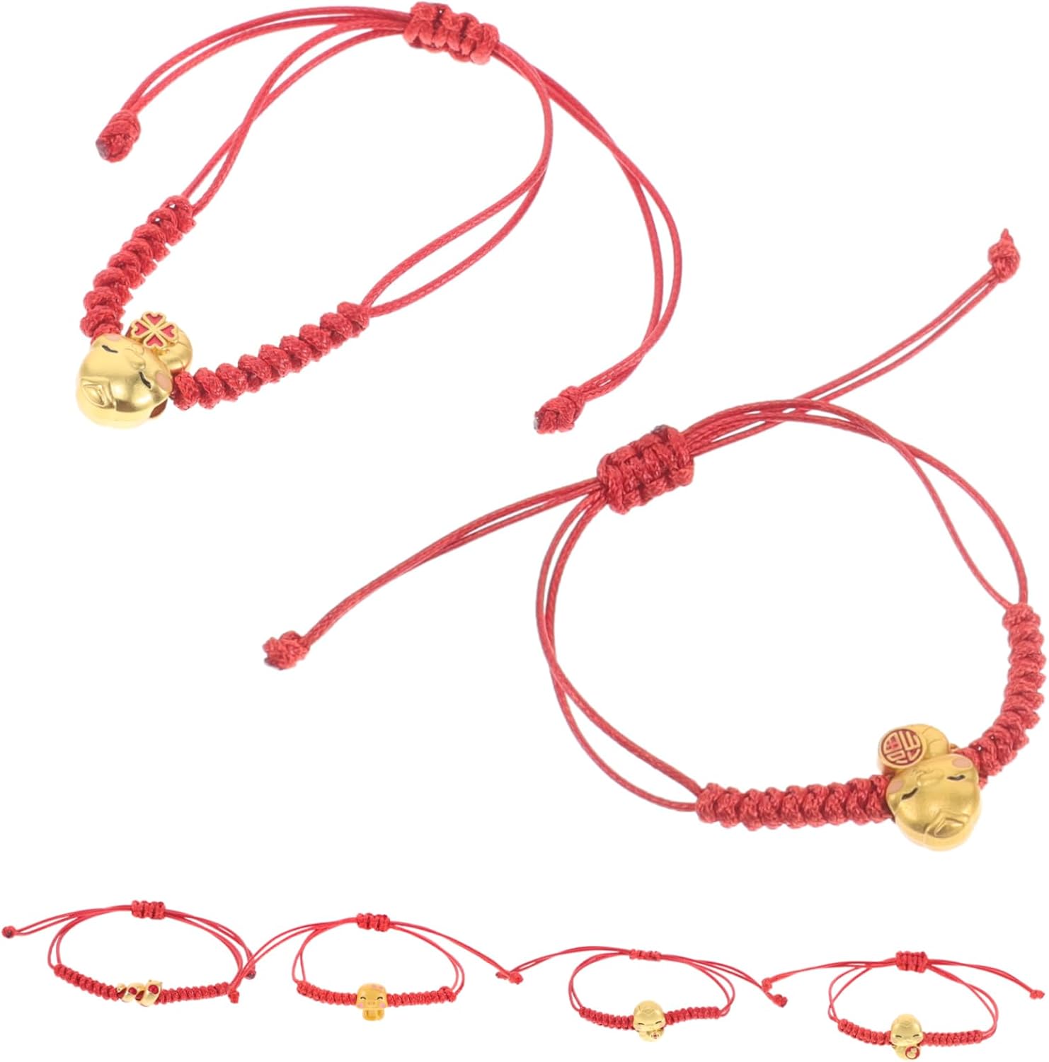 YARNOW Couple Bracelets Set of 6 Woven Red Rope Snake Year Jewelry Adjustable Jewelry for Women for Chinese New Year and Special Events