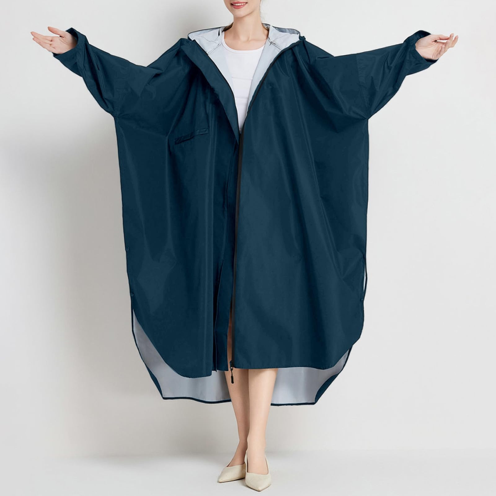 Generisch Poncho de lluvia para adultos, unisex, largo, con capucha, material de moda, para ciclismo, senderismo, viajes