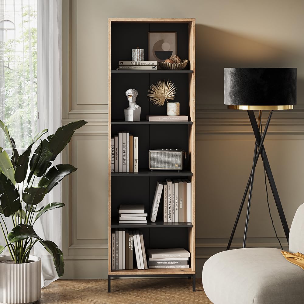 Vicco Regał na książki "Eliza", Viking Oak, 60 x 180 cm | z 5 przegródkami, convient pour le rangement de livres et d’objets de décoration
