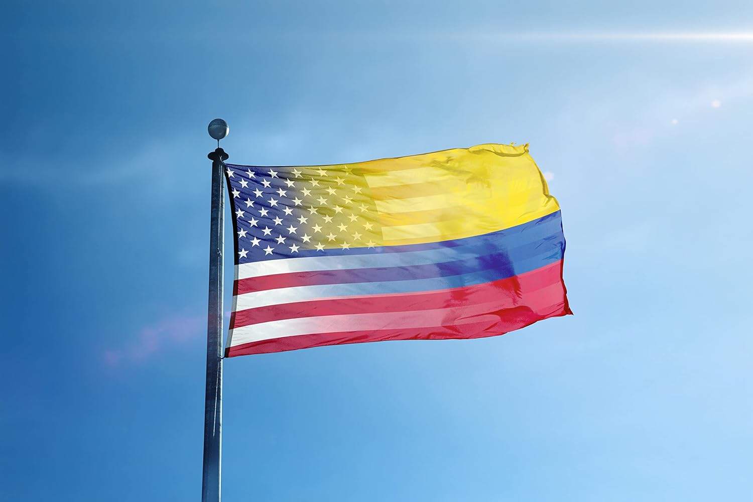 3x5 ft Colombian American Hybrid Flag: 100% Polyester Banner, Brass Grommets & Strong Canvas Header, For Use Outdoor or Indoor
