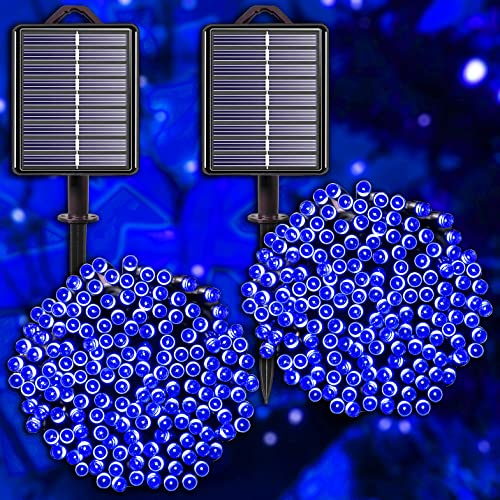 Guirlande solaire extérieure bleue de Noël pour illuminer les arbres du jardin