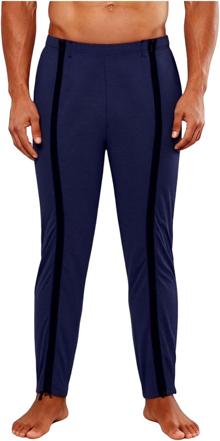Cambkatl Men's Convenient Zip Closure Sweatpants - Versatile Elastic Waist Stretch Loose Outdoor Athletic Lounge Pants