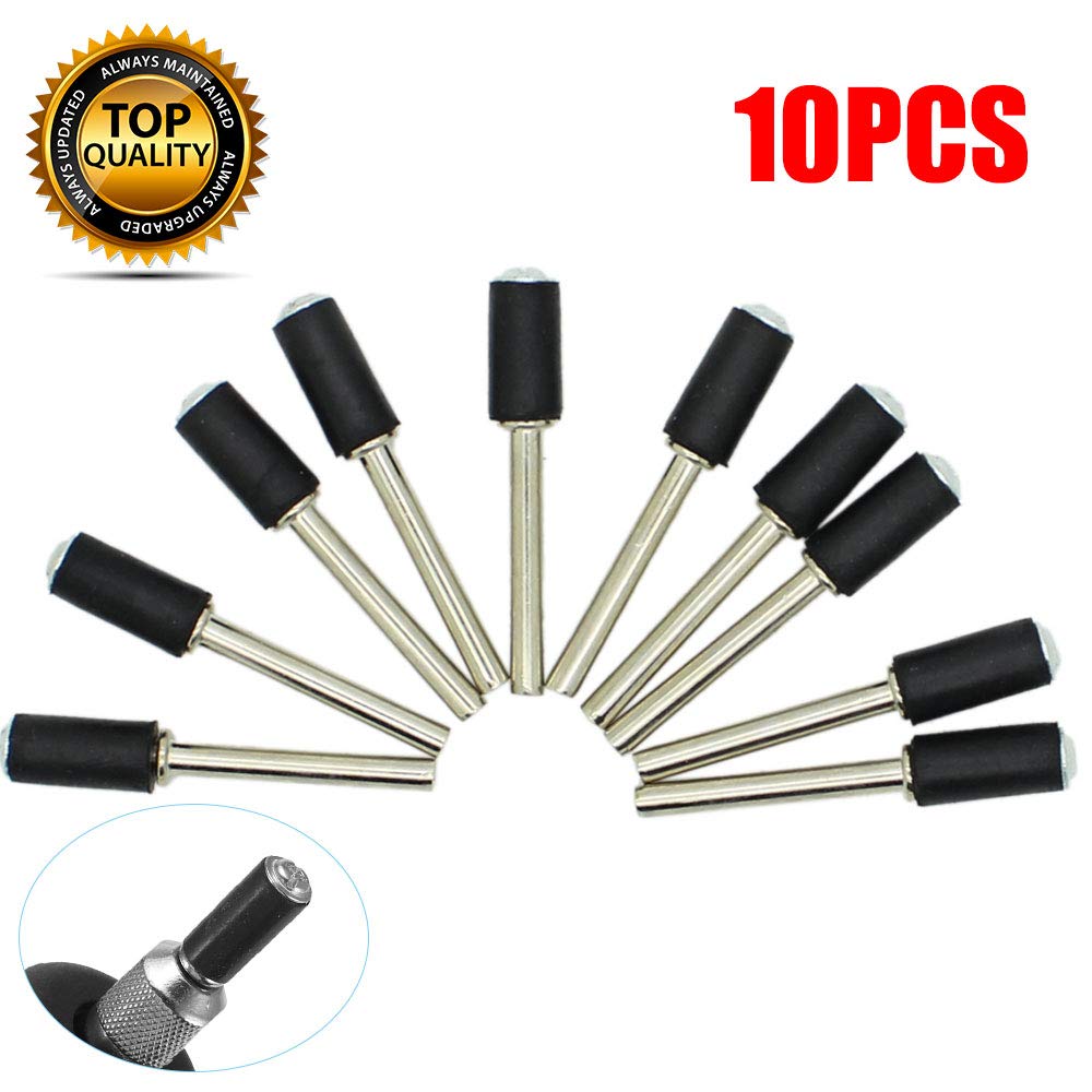 10Pcs Alloy/Rubber Mandrel Sand Drum Holder Silver/Black for Rotary Tool