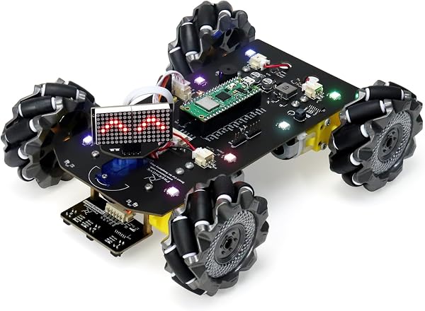 Freenove Mecanum Wheel Car Kit for Raspberry Pi Pico W (Included) (Compatible with Arduino IDE), Dot Matrix Expressions, Obstacle Avoidance, Line Tracking, Light Tracing, Colorful Light, App - 1