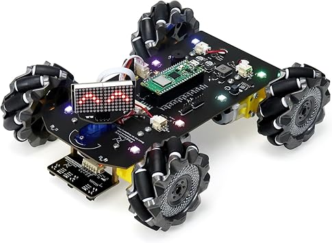 Freenove Mecanum Wheel Car Kit for Raspberry Pi Pico W Included Compatible with Arduino IDE, Dot Matrix Expressions, Obstacle Avoidance, Line Tracking, Light Tracing, Colorful Light, App