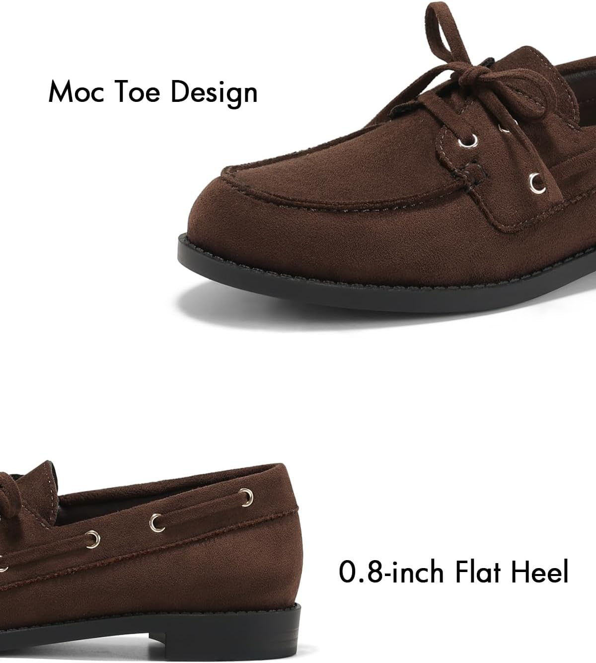 Coutgo Loafers for Women Slip On Flats Lace Up Closed Toe Boat Shoes