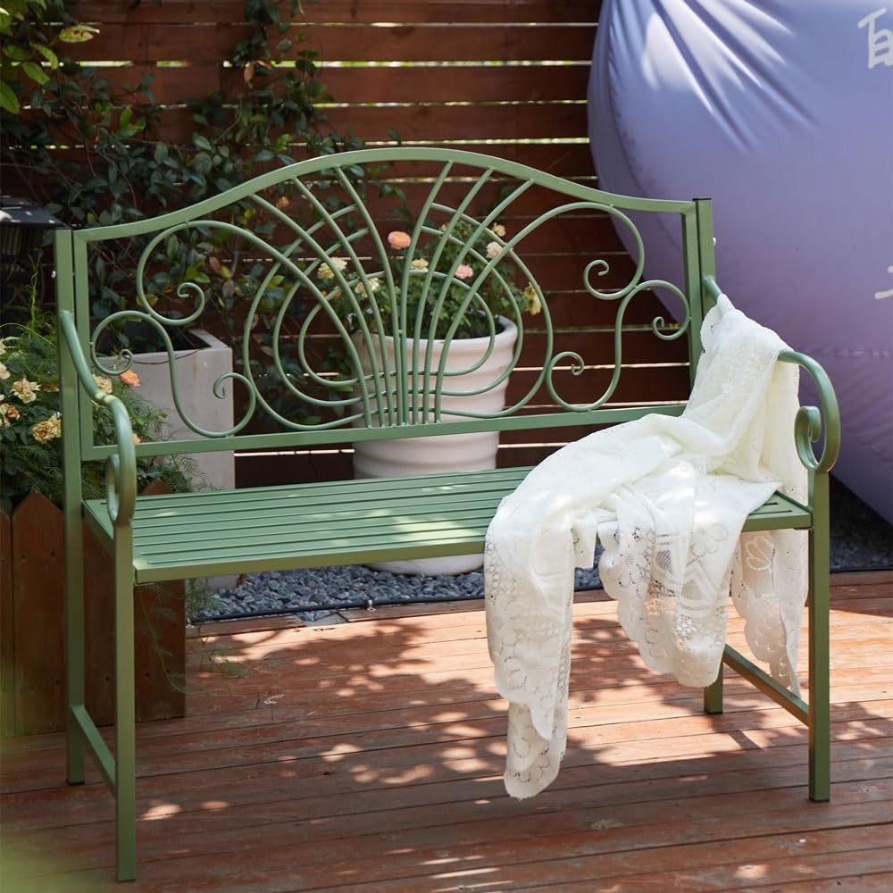 panca da giardino Panca doppia da giardino, balcone interno con sedia in ferro con schienale, posti a sedere for il tempo libero all'aperto mobili da giardino